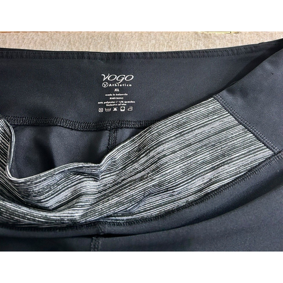 VOGO Athletica Black Athletic Leggings Sz XL Cropped Gym Bottoms Activewear - Picture 3 of 6